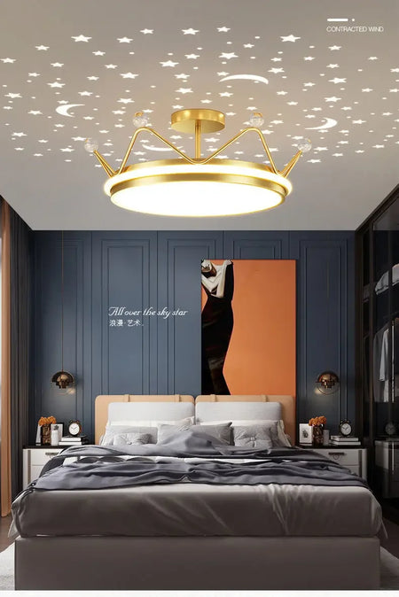 Children Lighting - Crown LED Dimmable Ceiling Chandelier Star And Moon Lamp Pendant Kids Room Decor SW-36210347 - SWEET-LIGHTS