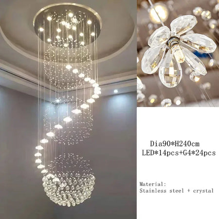 Chandelier - Modern Long Staircase Crystal Pendant Light SW-36210123 - SWEET-LIGHTS