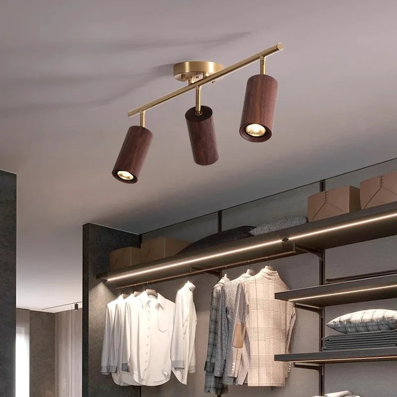 Spotlight - Walnut Wood Brass Spotlight Ceiling Light Fixture for Living Room, Dining Room, Kitchen Island, Corridor, Bedroom SW-36210436 - SWEET-LIGHTS