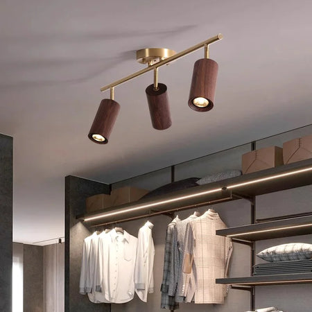 Spotlight - Walnut Wood Brass Spotlight Ceiling Light Fixture for Living Room, Dining Room, Kitchen Island, Corridor, Bedroom SW-36210436 - SWEET-LIGHTS