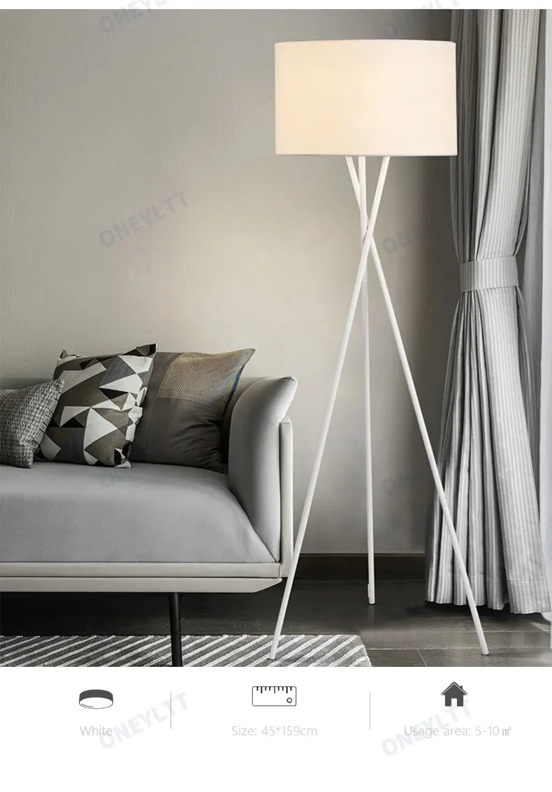 Floor Lamp - Scandinavian Fabric Led Tripod Design Light SW-36210347 - SWEET-LIGHTS