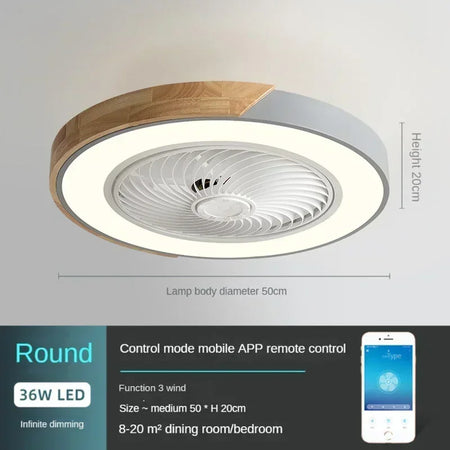 Fans - Modern Low Profile Wood Ceiling Fan Light with Remote Control SW-36210789 - SWEET-LIGHTS