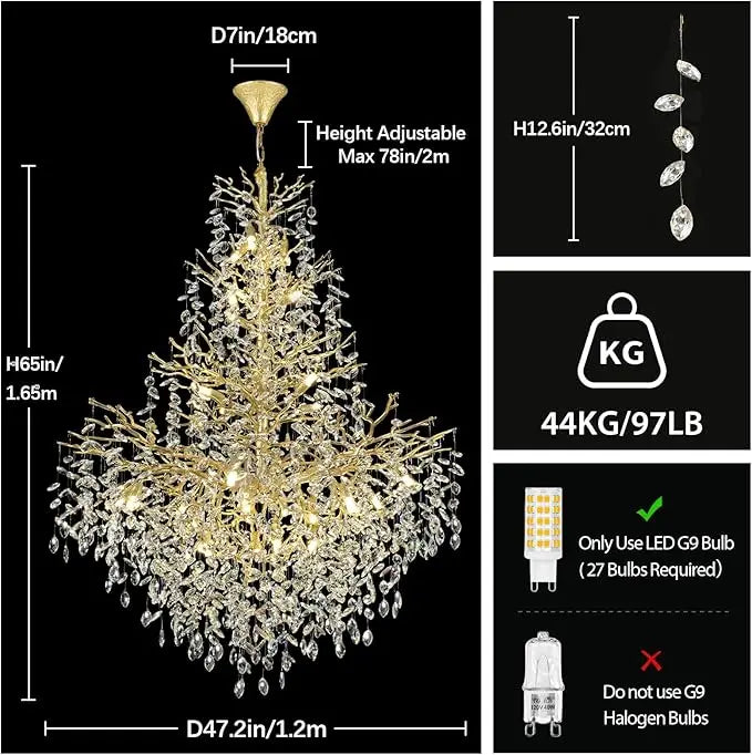 Chandelier - Luxury Modern Crystal Ceiling Lighting for High Ceilings SW-36210478 - SWEET-LIGHTS