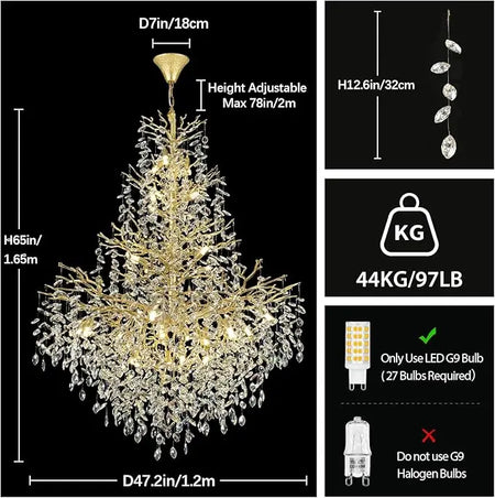 Chandelier - Luxury Modern Crystal Ceiling Lighting for High Ceilings SW-36210478 - SWEET-LIGHTS