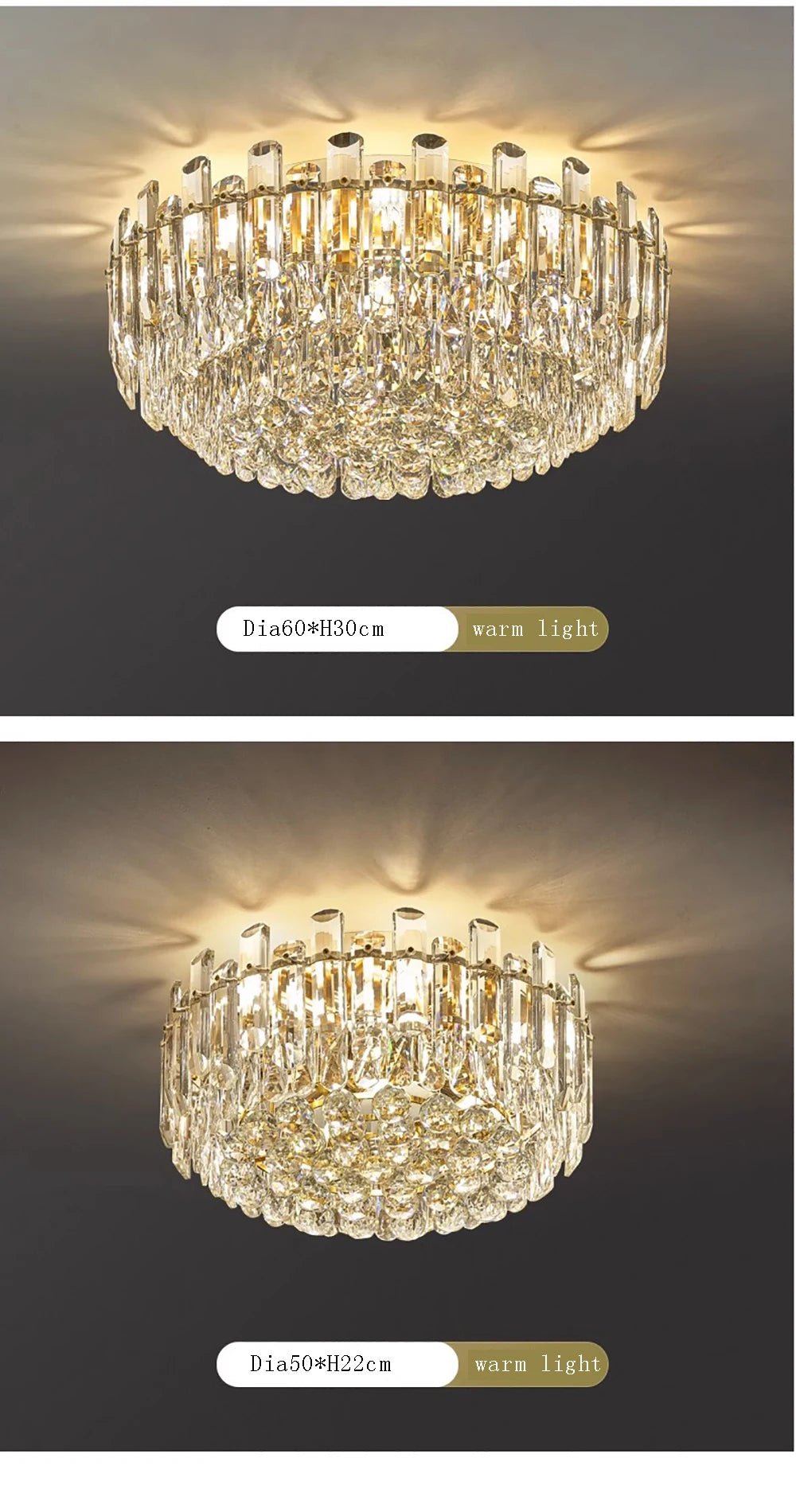 Chandelier - Modern Luxury Clear Amber Crystal Ceiling Lamp Elegant LED Lighting SW-36210234 - SWEET-LIGHTS