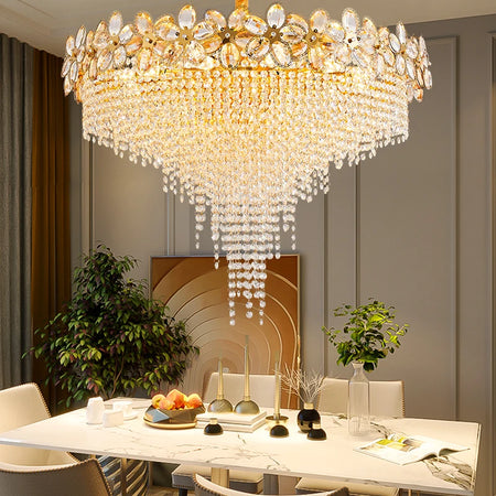 Chandelier - Modern Flower Crystal Tassel Ceiling Pendant Lights SW-36210347 - SWEET-LIGHTS