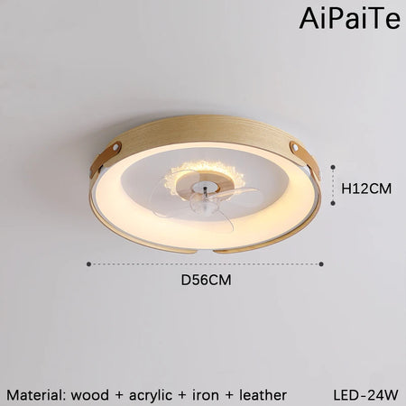 Fans - BOSSEN Modern Walnut Fan Lamp for Living Room Decor SW-36210348 - SWEET-LIGHTS