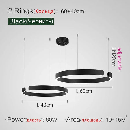 Pendant Light - Nordic Ring Led Pendant Lamps Dimmable Black Gold Home Decor Fixture SW-36210345 - SWEET-LIGHTS