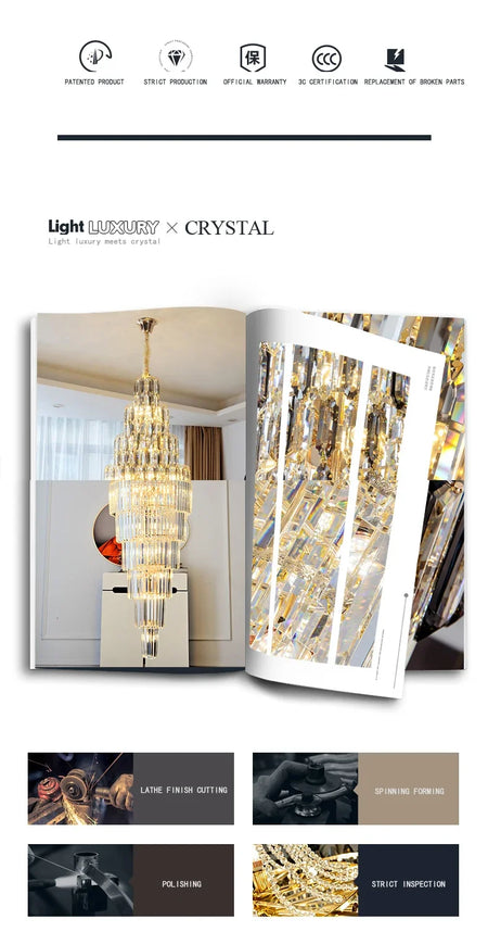Chandelier - Duplex Building Villa Living Room Crystal Lamp SW-36210457 - SWEET-LIGHTS