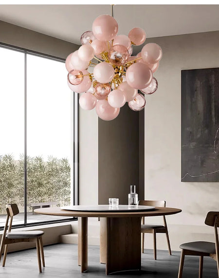 Chandelier - Art Deco Pink Bubbles Glass Pendant Light SW-36210976 - SWEET-LIGHTS