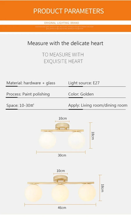Ceiling Light - Nordic LED Iron Glass Lamp Gold Corridor Aisle SW-36210789 - SWEET-LIGHTS
