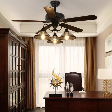 Fans - Rustic Industrial Ceiling Fan with Light and Remote Control SW-36210927 - SWEET-LIGHTS