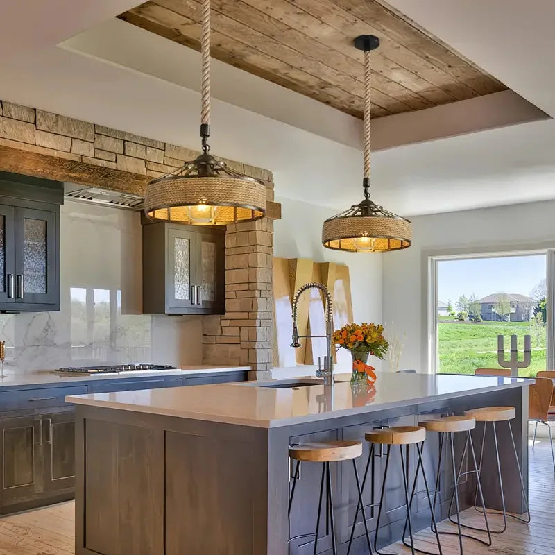Pendant Light - Vintage Hemp Rope LED Industrial Chandelier SW-36210347 - SWEET-LIGHTS