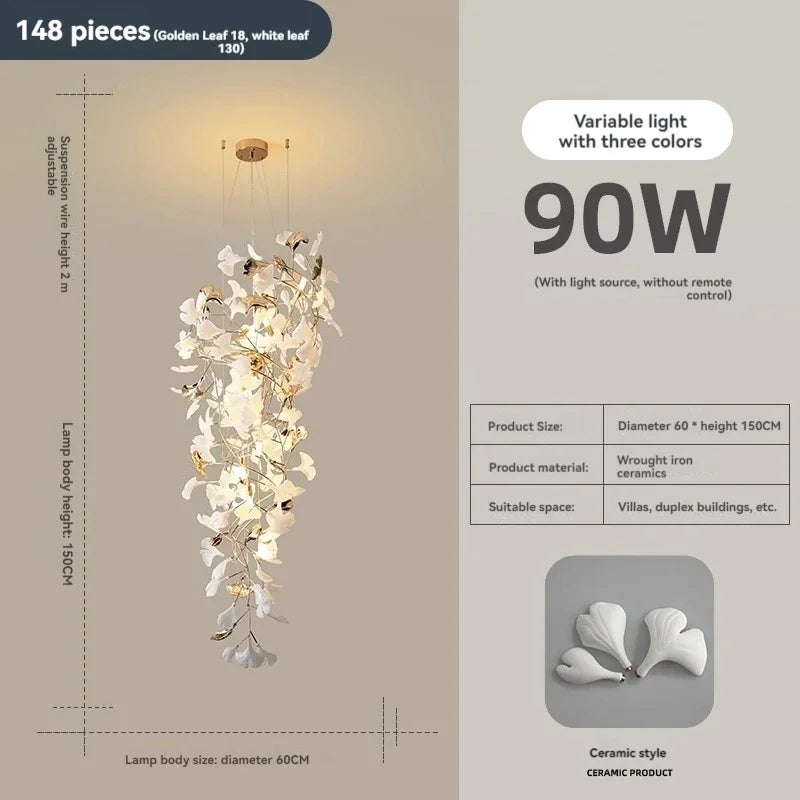 Chandelier - NEW Luxury Staircase Ginkgo Leaf Pendant Lighting SW-36210347 - SWEET-LIGHTS