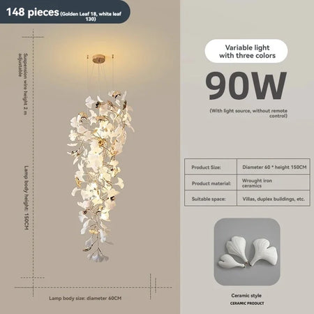 Chandelier - NEW Luxury Staircase Ginkgo Leaf Pendant Lighting SW-36210347 - SWEET-LIGHTS