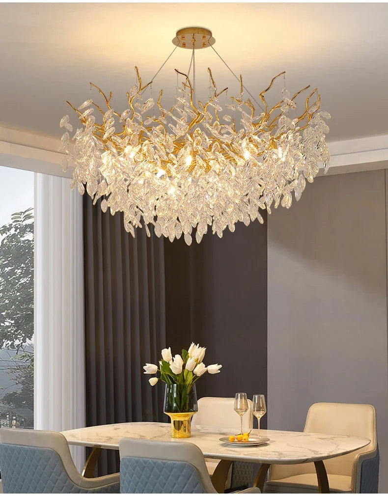 Chandelier - Luxury Gold Crystal LED Pendant Lamp Indoor Villa Lighting SW-36210457 - SWEET-LIGHTS