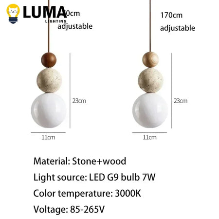 Pendant Light - Luma Cream Yellow Travertine Stone Lamp SW-36210324 - SWEET-LIGHTS