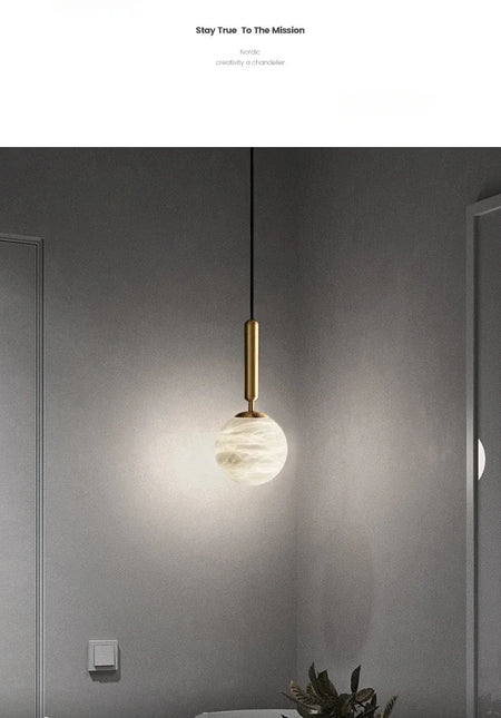 Pendant Light - Modern Marble All Copper Single Head Lamp SW-36210789 - SWEET-LIGHTS
