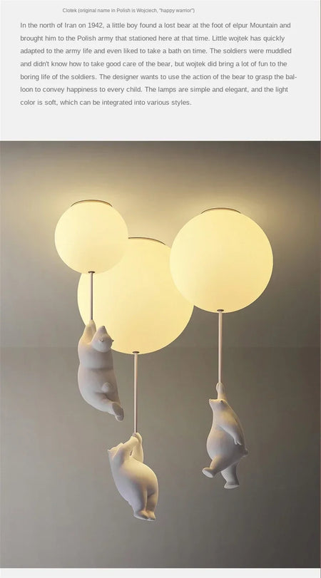 Children Lighting - Designer Polar Bear Pendant Chandelier LED Lamp SW-36210123 - SWEET-LIGHTS