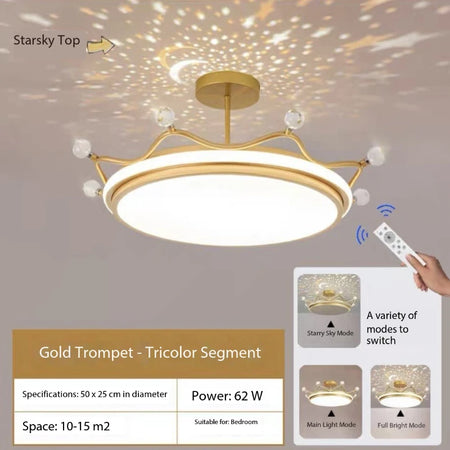 Children Lighting - Crown LED Dimmable Ceiling Chandelier Star And Moon Lamp Pendant Kids Room Decor SW-36210347 - SWEET-LIGHTS