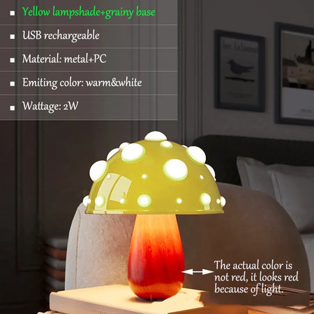 Table Lamp - Fly Amanita Mushroom Lamp with Dual Color LED G9 Bulb USB Rechargeable Desk Light SW-36210458 - SWEET-LIGHTS