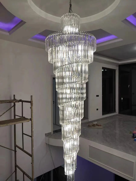 Chandelier - Long Crystal Staircase Gold Modern Lamp Luxury Villa Home Decor SW-36210458 - SWEET-LIGHTS