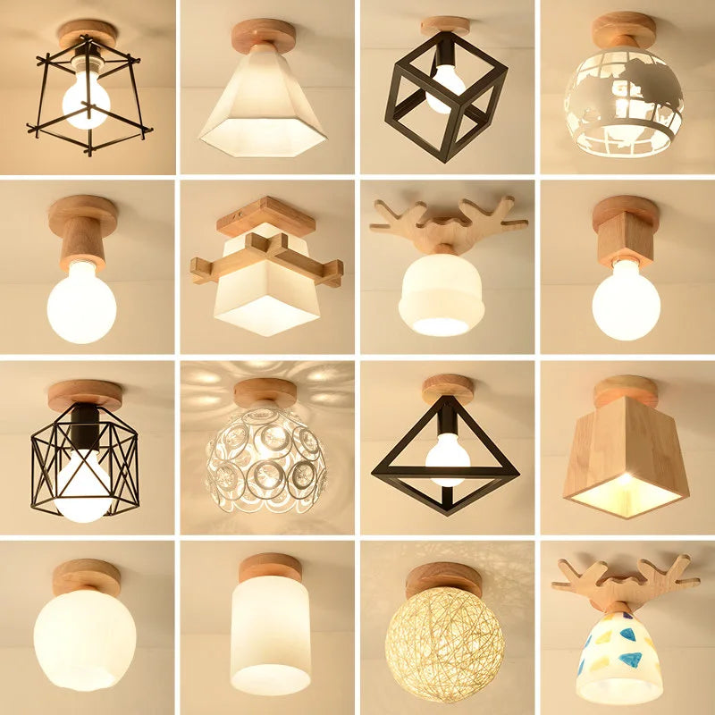 Ceiling Light - Modern Glass Lamp with Wooden Frame for Living Room Dining Kitchen SW-36210457 - SWEET-LIGHTS