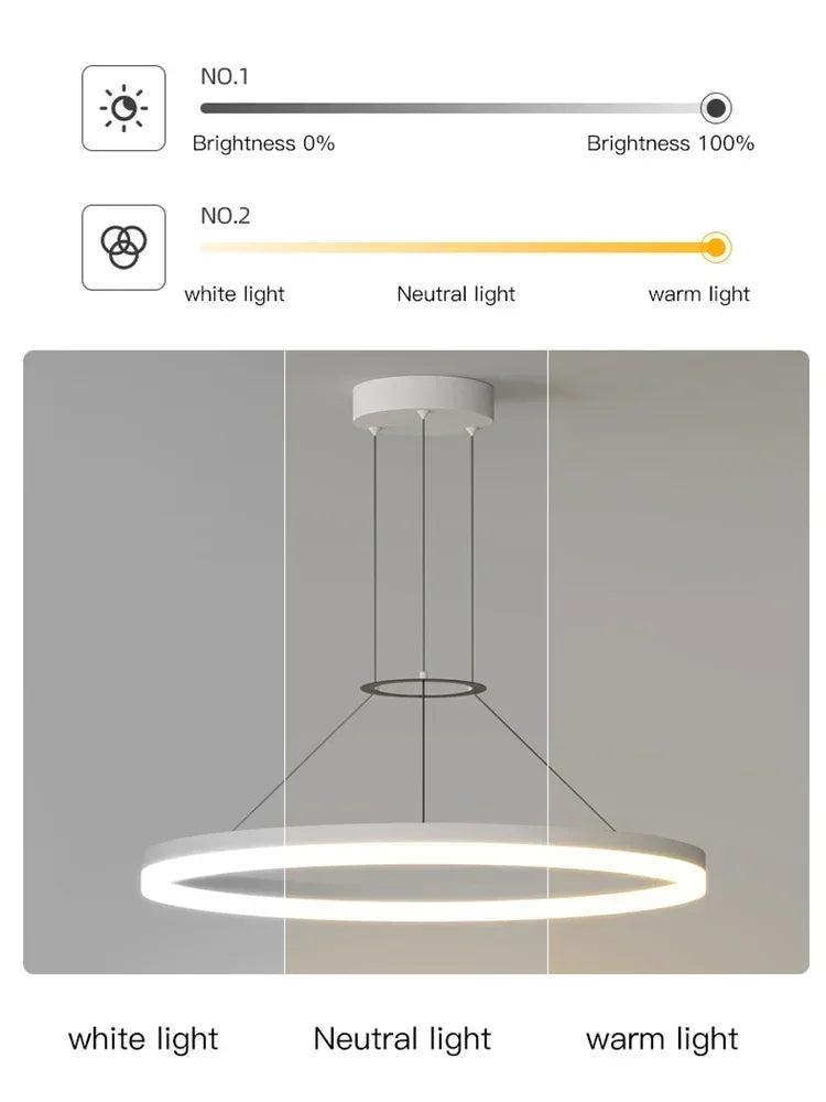 Pendant Light - Modern Minimalist Led Pendant Lamp For Living Room Bedroom Dining Kitchen Black Ring Chandelier SW-36210347 - SWEET-LIGHTS