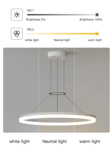 Pendant Light - Modern Minimalist Led Pendant Lamp For Living Room Bedroom Dining Kitchen Black Ring Chandelier SW-36210347 - SWEET-LIGHTS