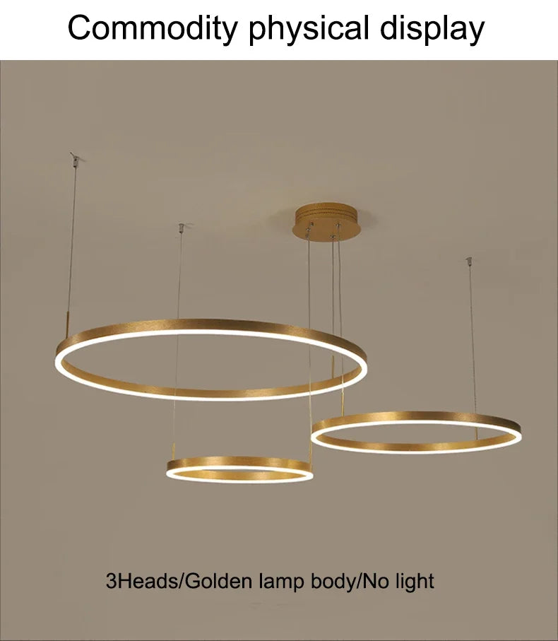 Pendant Light - Modern Ring Design LED Chandelier Gold for Living Dining Room Office Bedroom Home Decor SW-36210345 - SWEET-LIGHTS