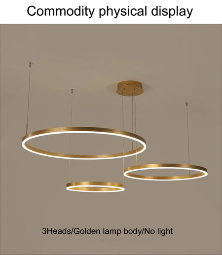 Pendant Light - Modern Ring Design LED Chandelier Gold for Living Dining Room Office Bedroom Home Decor SW-36210345 - SWEET-LIGHTS
