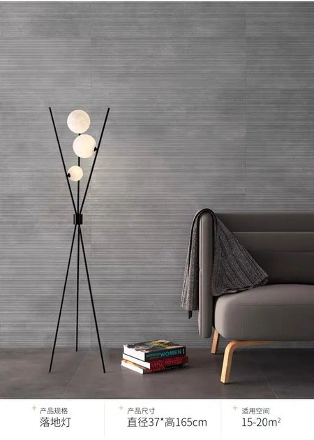 Floor Lamp - Artpad Nordic Black Tripod 3D Moon Shade SW-36210789 - SWEET-LIGHTS