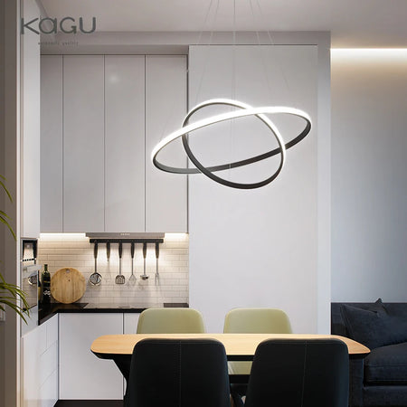 Pendant Light - Modern Pendant Lamp Led Rings Chandelier Black Loft Indoor Fixture SW-36210456 - SWEET-LIGHTS
