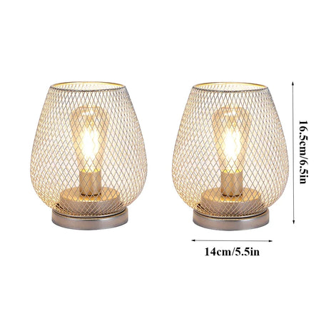Table Lamp - Set of 2 Metal Cage Vintage Battery Operated LED Lanterns SW-36210789 - SWEET-LIGHTS
