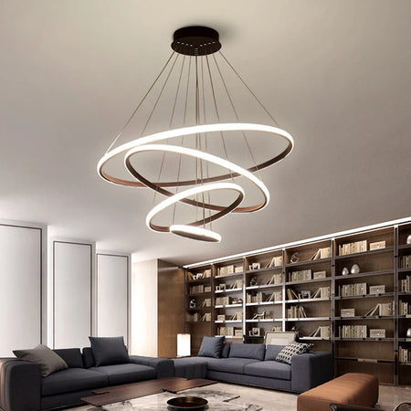 Pendant Light - Modern Pendant Lamp Led Rings Chandelier Black Loft Indoor Fixture SW-36210456 - SWEET-LIGHTS