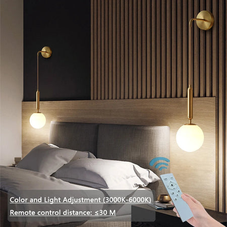 Wall Light - Nordic 2.4G Remote Control Dimming Black/Gold Lamp SW-36210345 - SWEET-LIGHTS
