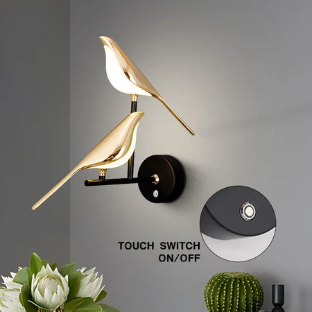 Wall Light - Creative Bird 360° Rotatable LED Wall Lamp Golden Touch Switch SW-36210457 - SWEET-LIGHTS