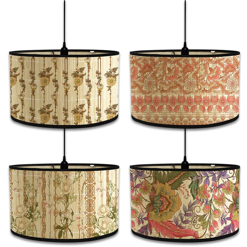 Lampshade - Nordic Style Green Plant Pattern Bamboo Art SW-36210457 - SWEET-LIGHTS