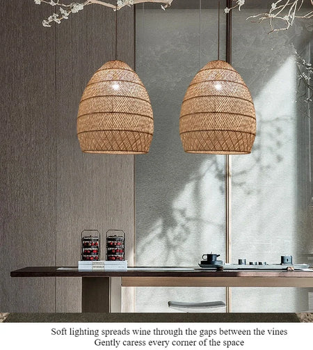 Pendant Light - SANDYHA Japanese Rattan Chandelier LED Lamp for Living Room Dining SW-36210438 - SWEET-LIGHTS