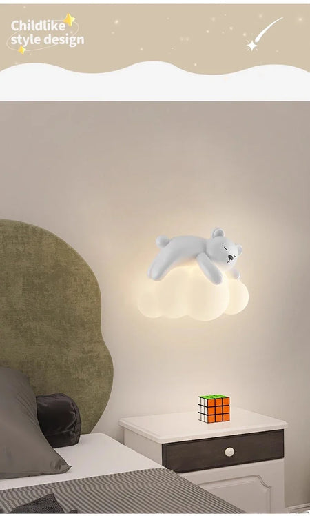Children Lighting - White Clouds Bear Wall Lamps LED Children's Room Lamp Modern Warm Decor SW-36210345 - SWEET-LIGHTS