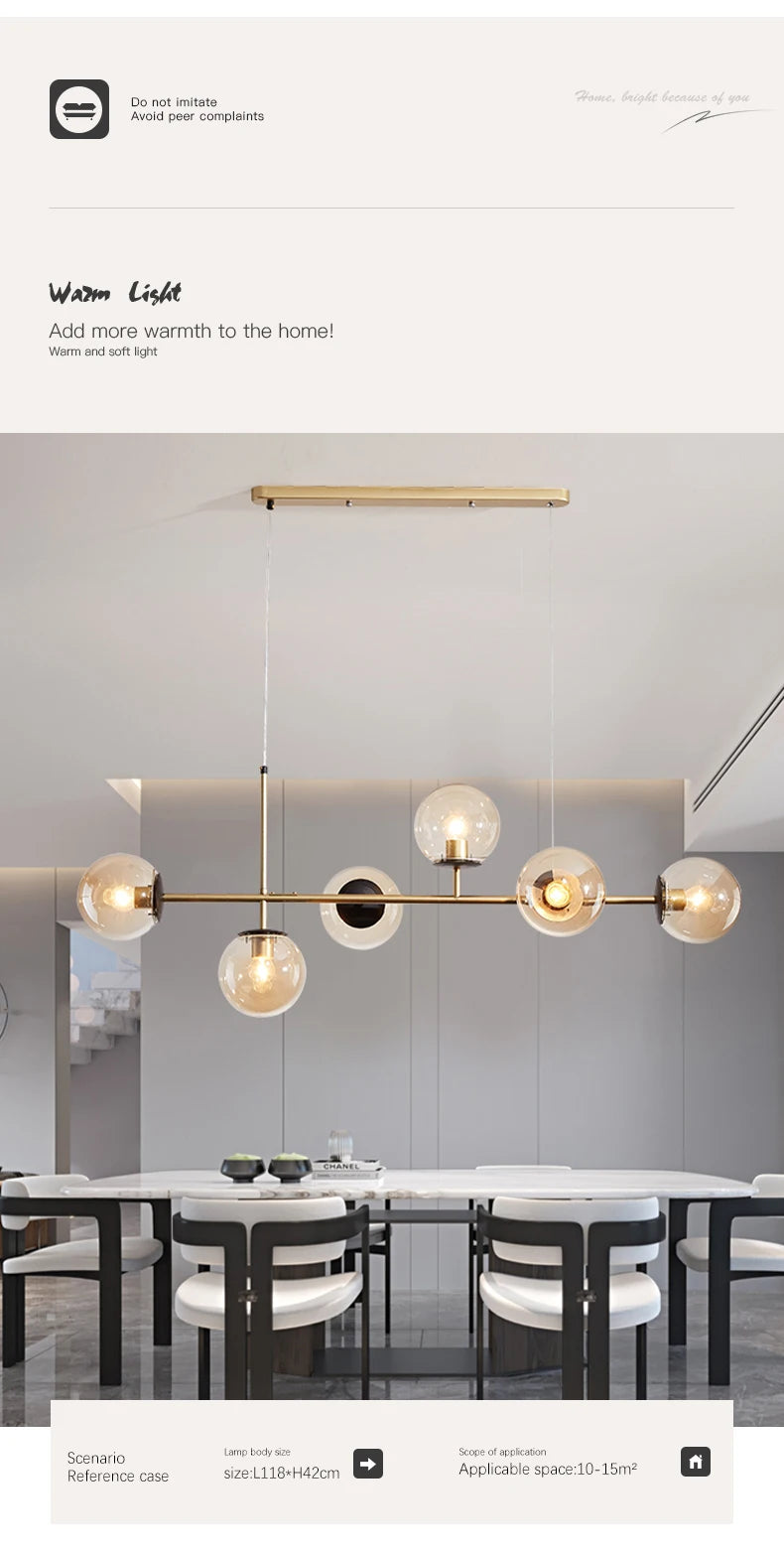 Pendant Light - Modern Minimalist Glass Ball Chandelier For Dining Room Kitchen Island Living Room SW-36210345 - SWEET-LIGHTS