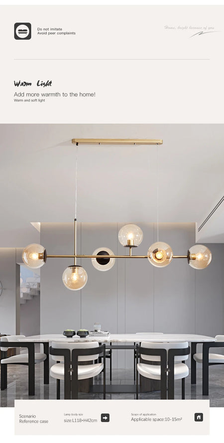 Pendant Light - Modern Minimalist Glass Ball Chandelier For Dining Room Kitchen Island Living Room SW-36210345 - SWEET-LIGHTS