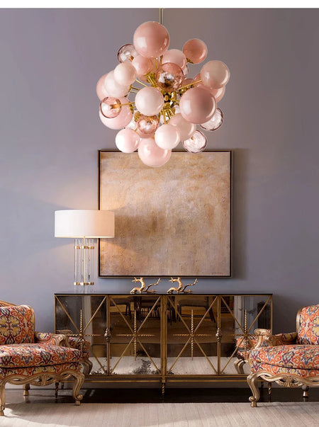 Chandelier - Art Deco Pink Bubbles Glass Pendant Light SW-36210976 - SWEET-LIGHTS