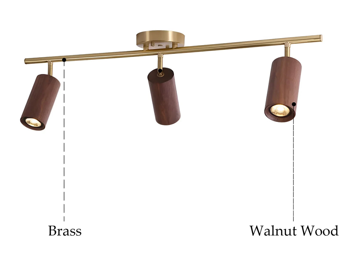 Spotlight - Walnut Wood Brass Spotlight Ceiling Light Fixture for Living Room, Dining Room, Kitchen Island, Corridor, Bedroom SW-36210436 - SWEET-LIGHTS