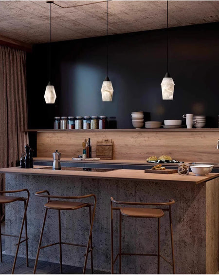 Pendant Light - Natural Marble Alabaster Copper Chandelier SW-36210349 - SWEET-LIGHTS