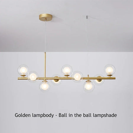 Pendant Light - Modern Long Dining Room Chandelier Glass Ball Lampshade Light Over The Table Kitchen Office Pendant Lamp Home Decor Luminaires SW-36210789 - SWEET-LIGHTS