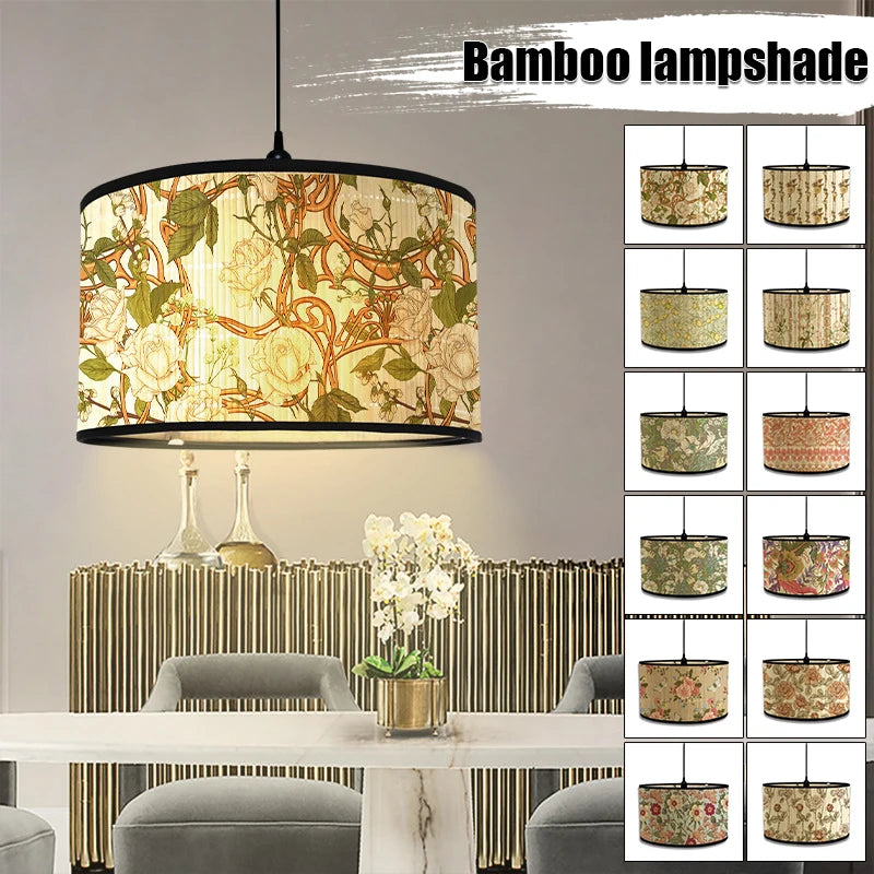 Lampshade - Nordic Style Green Plant Pattern Bamboo Art SW-36210457 - SWEET-LIGHTS