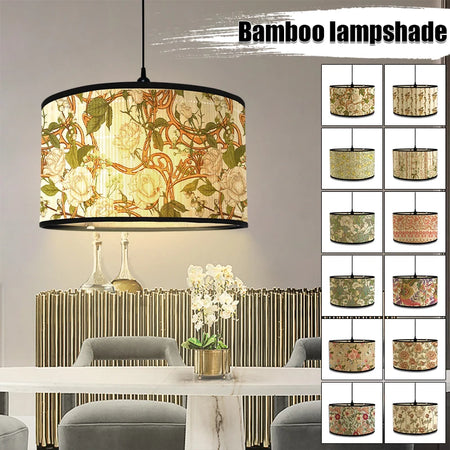 Lampshade - Nordic Style Green Plant Pattern Bamboo Art SW-36210457 - SWEET-LIGHTS