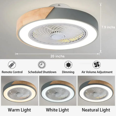 Fans - Modern Low Profile Wood Ceiling Fan Light with Remote Control SW-36210789 - SWEET-LIGHTS