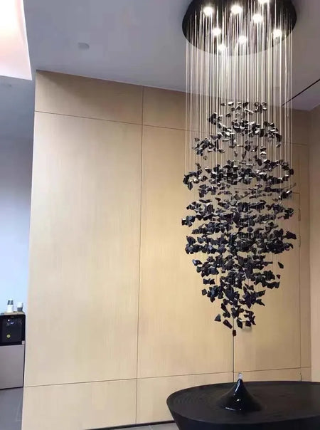 Pendant Light - Black Art Crystal Chandelier LED Luxury Staircase Home Light Fixtures SW-36214567 - SWEET-LIGHTS